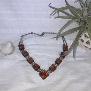 Vintage silver and amber necklace